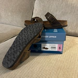 Leather sandal, brown, size 6, women’s